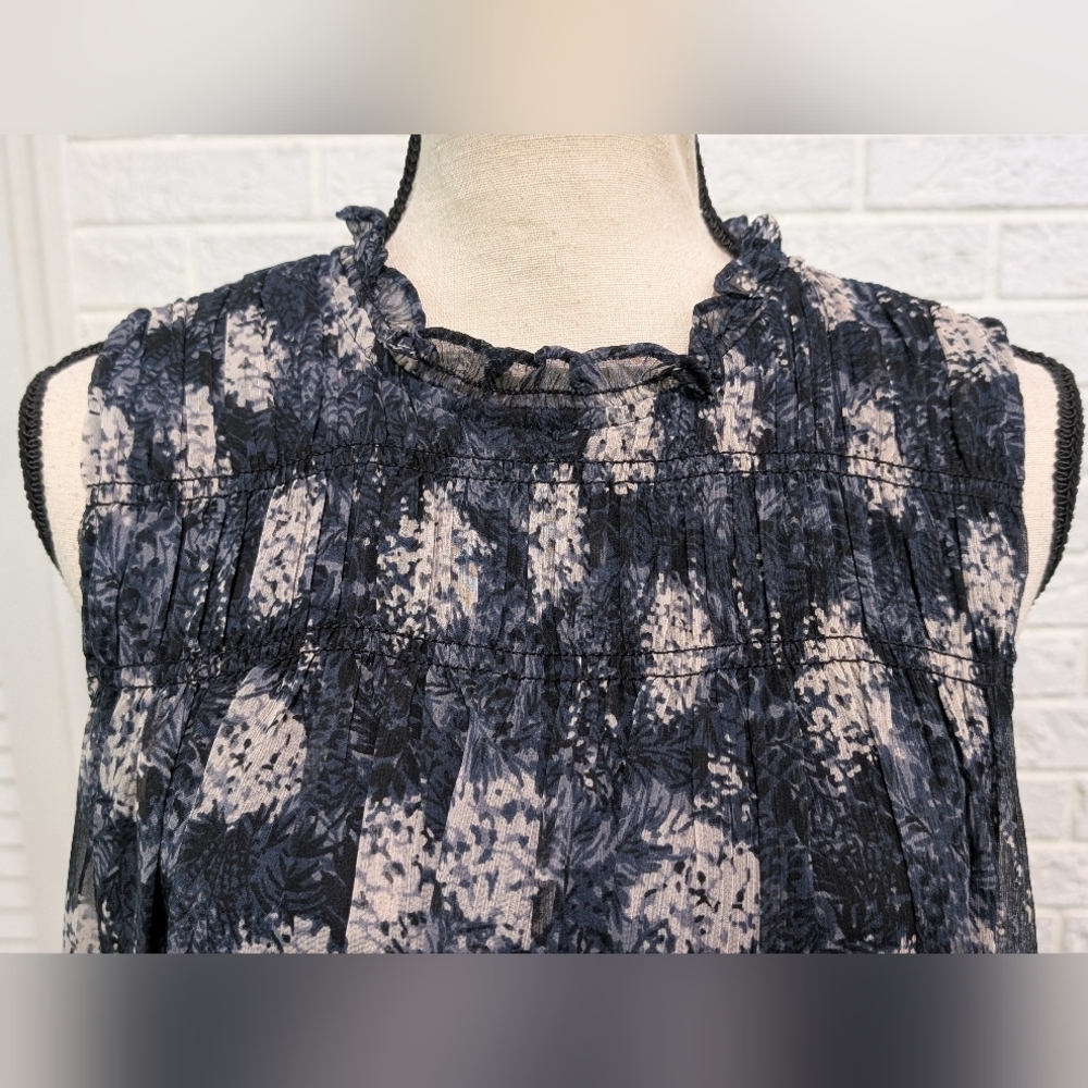 NWT Joie Baltic Print Mini Sleeveless Dress Sz Large Sheer Chiffon Flowy Blue - Picture 12 of 12